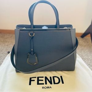 Fendi 2 Jour Leather Bag (Gray) in amazing condition